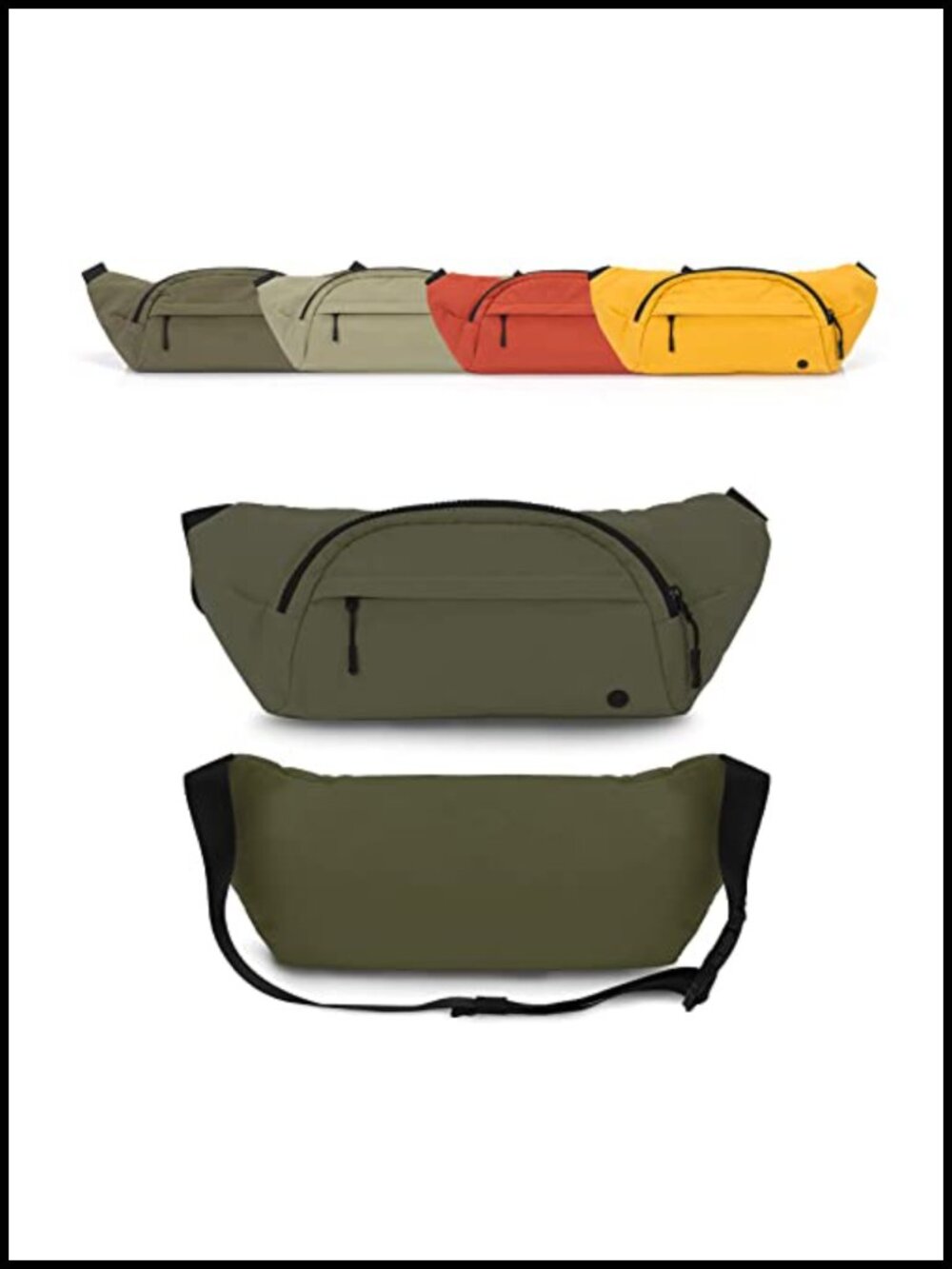 Water Resistant Nylon Fanny Pack Crossbody Sling Bag Multi-Wear Travel